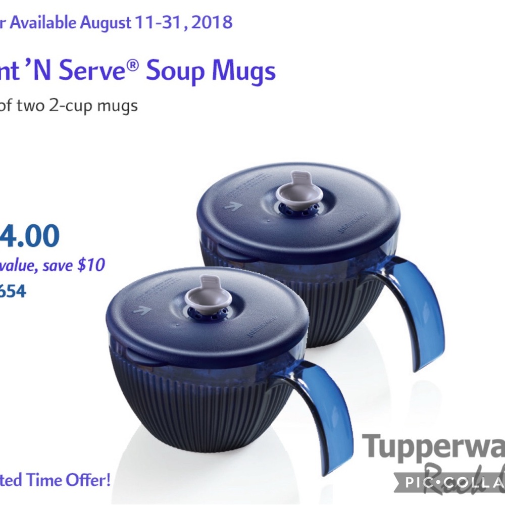 Tupperware Blue Soup Mug *ONLY ONE NOT A SET